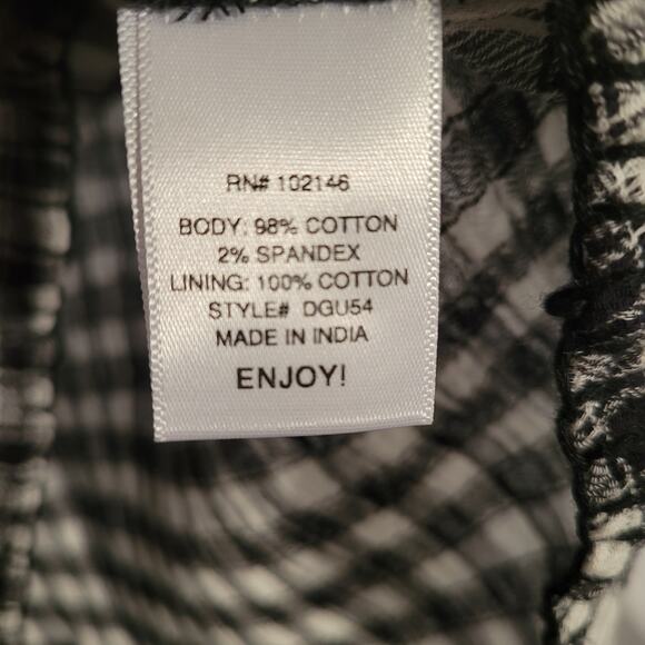 NWT Michael Stars L black white gingham gauzy v-neck shift dress, flare sleeves - Picture 5 of 10